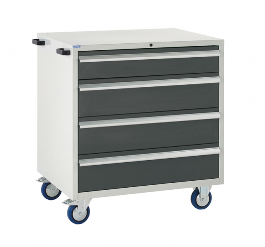 Mobile Euroslide cabinet with 4 drawers in grey