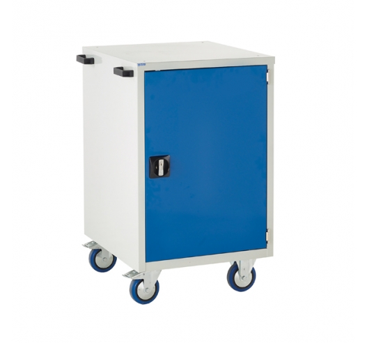 Mobile Euroslide cabinet with 1 cupboard in blue