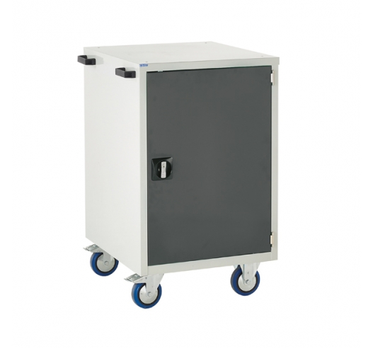 Mobile Euroslide cabinet with 1 cupboard in grey