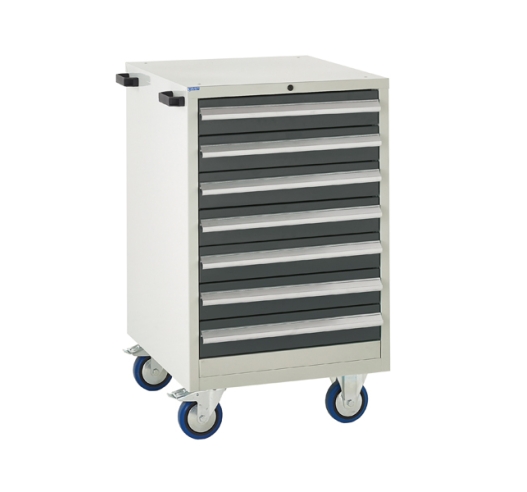 Mobile Euroslide cabinet with 7 drawers in grey