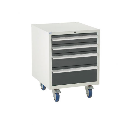 Under bench Euroslide cabinet with 4 drawers in grey