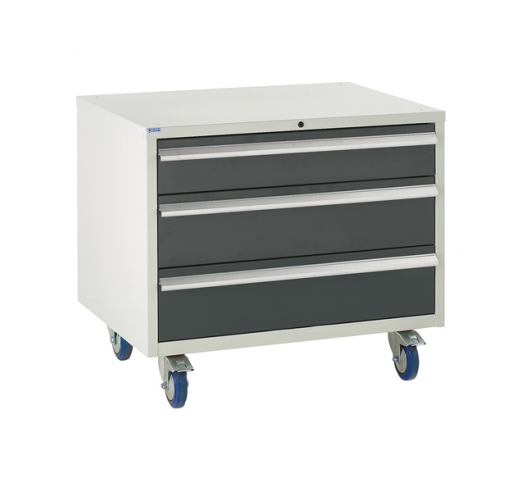 Under bench Euroslide cabinet with 3 drawers in grey