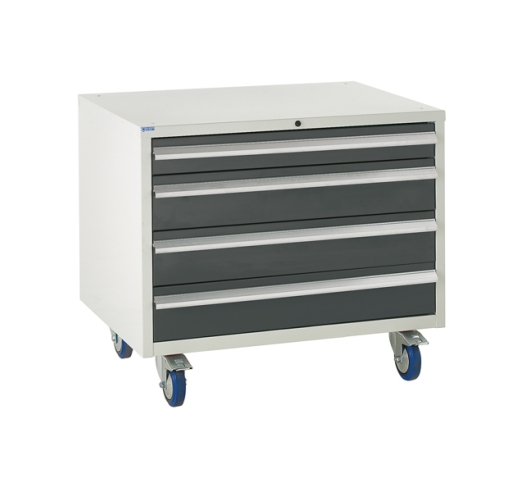 Under bench Euroslide cabinet with 4 drawers in grey