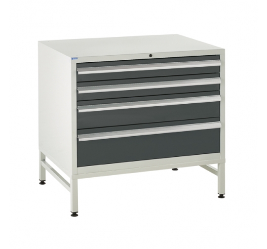 Under bench Euroslide cabinet and stand with 4 drawers in grey