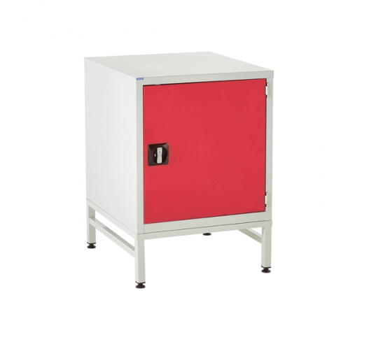 Under bench Euroslide cabinet and stand with 1 cupboard in red