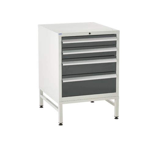 Under bench Euroslide cabinet and stand with 4 drawers in grey