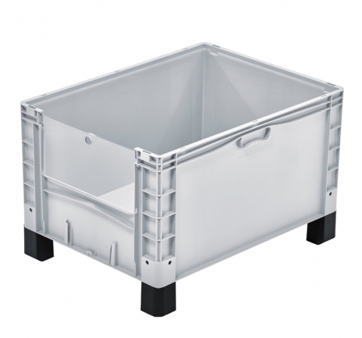 Basicline Plus Open End Euro Picking Container with Translucent Door and Feet