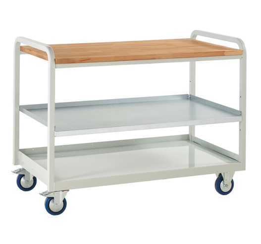 Euroslide Steel Shelf Trolley with beech worktop