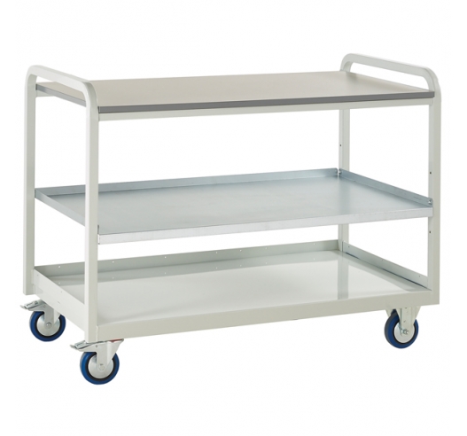 Euroslide Steel Shelf Trolley with laminate worktop