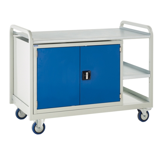 Single 900mm Cabinet Trolley with 1 cupboard and a steel top