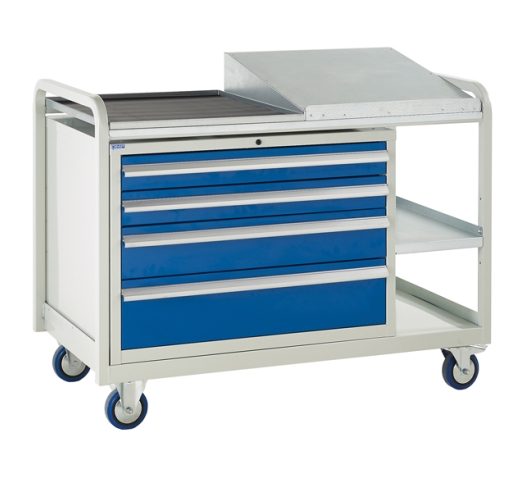 Trolley with sloping top and 4 drawers