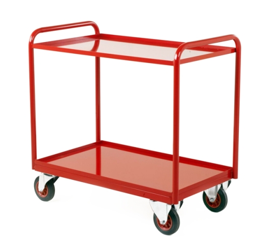 Tray Trolley With Timber Trays In Red
