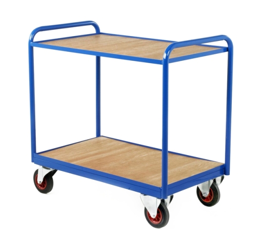 Tray Trolley With Timber Trays in Blue