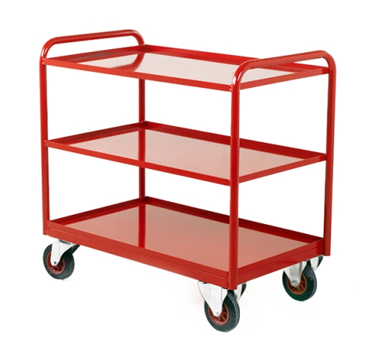 Tray Trolley With Steel Trays in Red