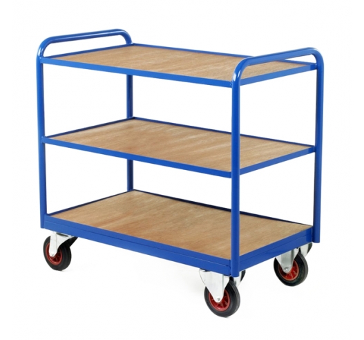 Tray Trolley with Timber Trays in Blue