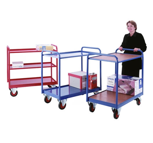 Group of Tray Trolleys in Blue and Red
