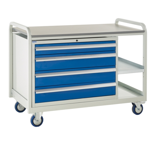 Trolley with laminate top and 4 drawers