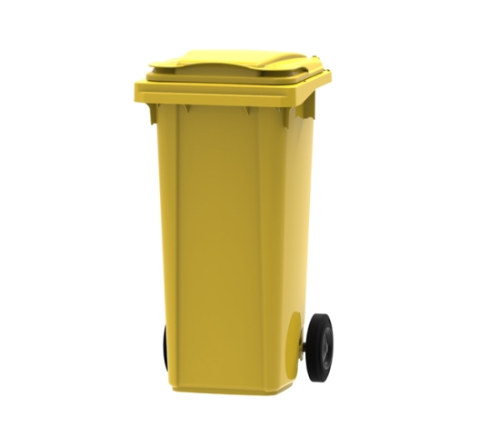 Yellow 120 litre wheelie bin