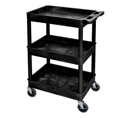Strong Plastic Shelf Trolley with 3 Deep Trays