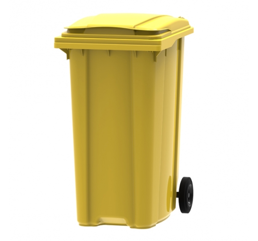 Yellow 360 litre wheelie bin