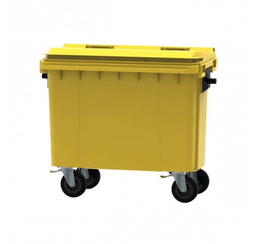 Yellow 500 litre wheeled bin