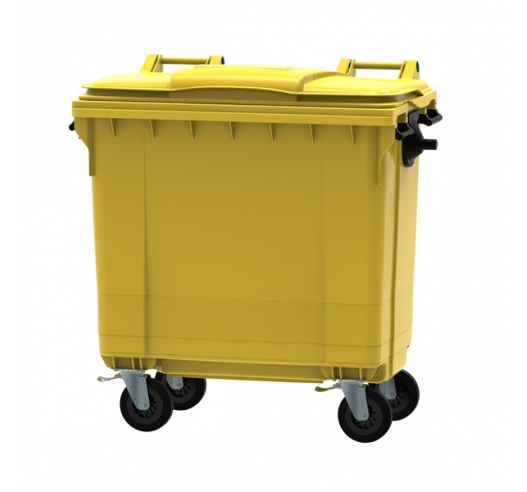 Yellow 770 litre wheeled bin