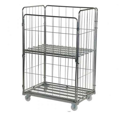 Demountable Pallet Sized Roll Cage with Optional Shelf