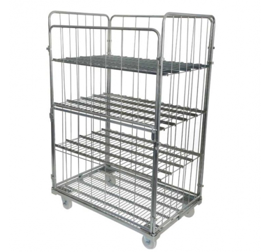 Demountable Pallet Sized Roll Cage with x3 Optional Shelves