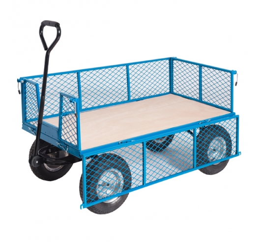 Plywood Base Platform Truck With Mesh Sides