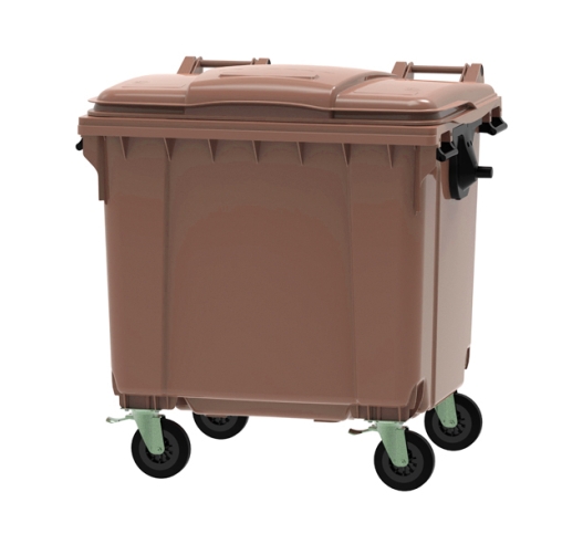 Brown 1100 litre wheeled bin