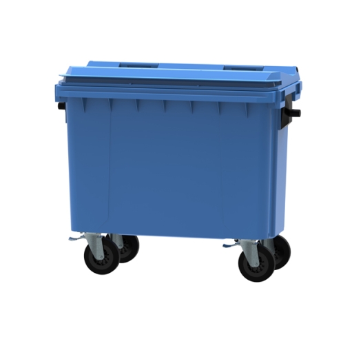 Blue 500 litre wheeled bin