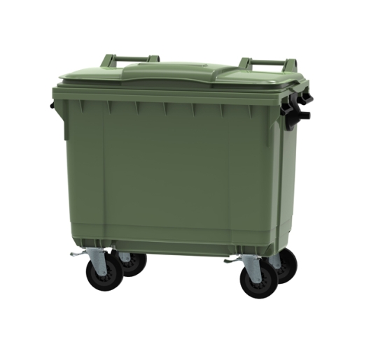 Green 660 litre wheeled bin