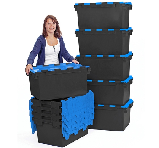 Stacking And Nesting Black And Blue Crates