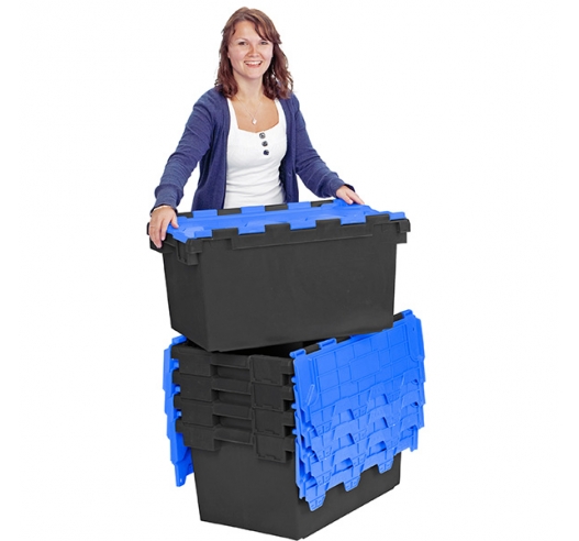 Stacking And Nesting Black And Blue Crates