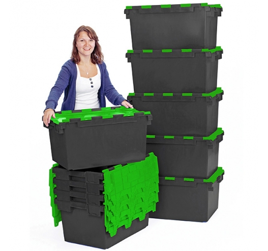 Black And Green Stacking And Nesting Crates