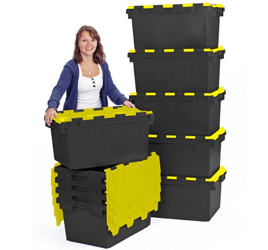 Black And Yellow Stacking And Nesting Crates