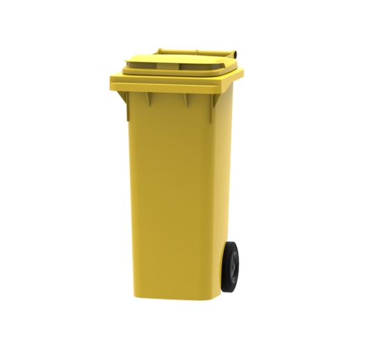 Yellow 80 litre wheelie bin