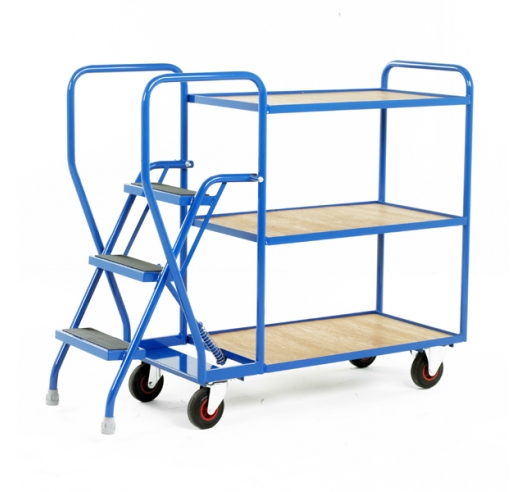 3 Tier Tray Trolley With Plywood Shelves