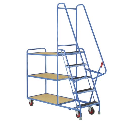 Step Tray Trolley With Plywood Shelves