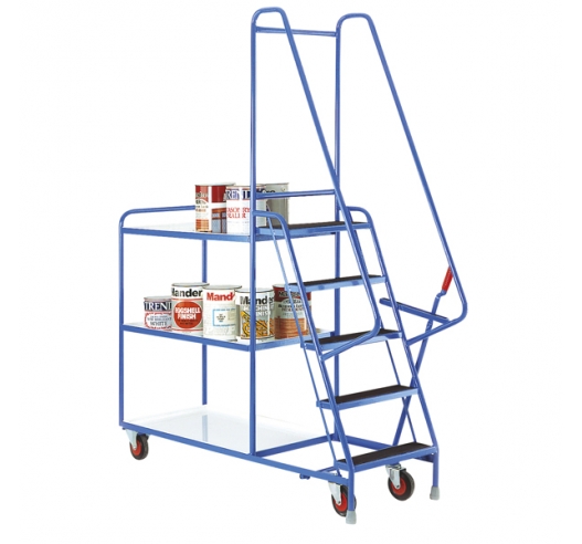 Step Tray Trolley With Reversible White Trays