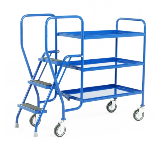 3 Tier Tray Trolley With Blue Trays