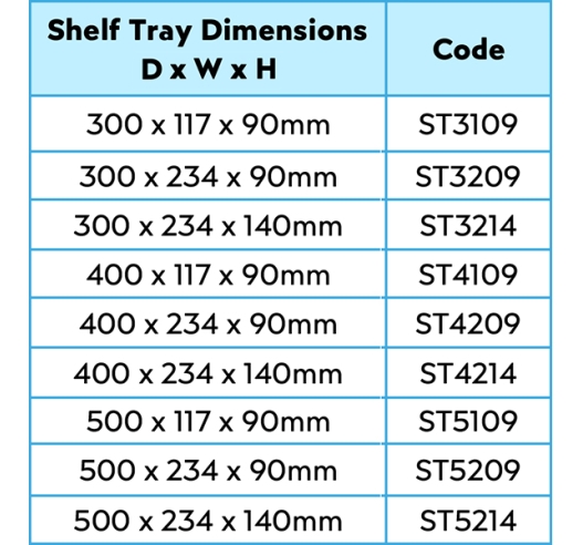 Shelf Tray Dimensions