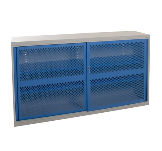 Sliding Door Mesh Cabinets In Blue Closed