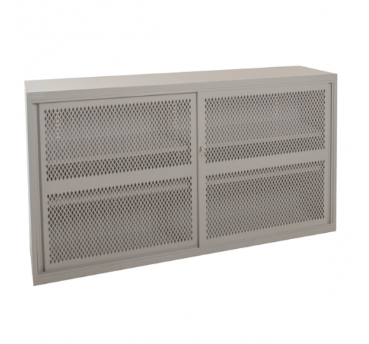 Sliding Door Mesh Cabinets In Grey Closed