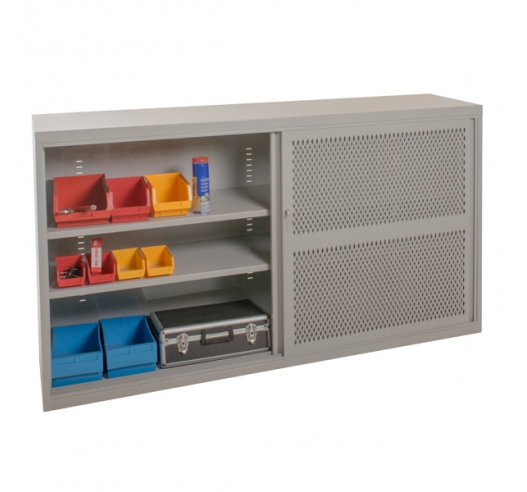 Sliding Door Mesh Cabinets In Grey Open