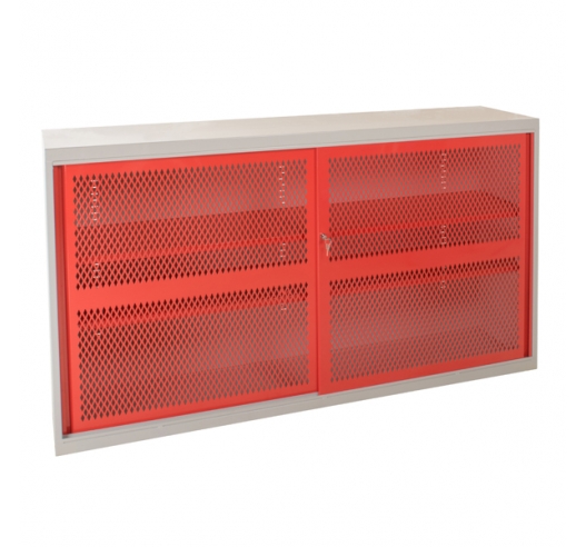 Sliding Door Mesh Cabinets In Red Closed