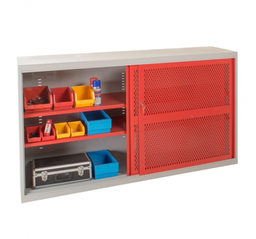 Sliding Door Mesh Cabinets In Red Open