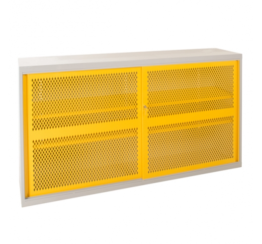 Sliding Door Mesh Cabinets In Yellow Closed