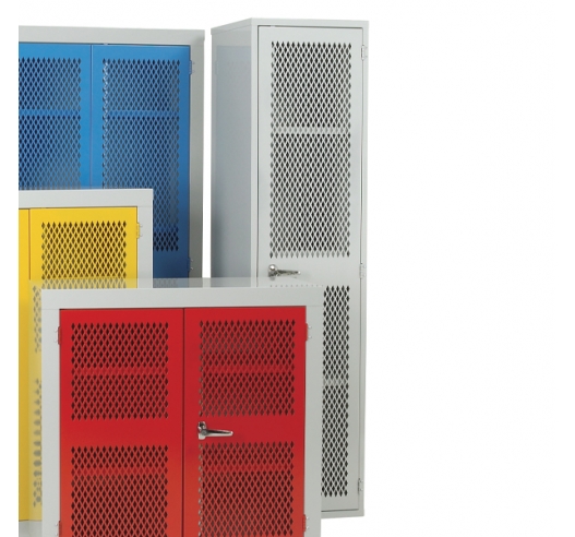 Grey Mesh Door Cabinet Closed