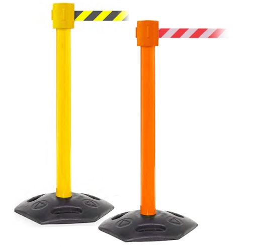 Weatherproof Belt Barriers With Chevron Belts